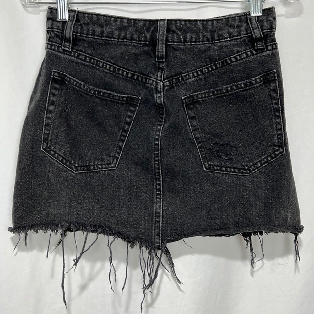We The Free A-Line Washed Black Button Fly Distressed Denim Skirt OB792191 25 - Picture 10 of 14